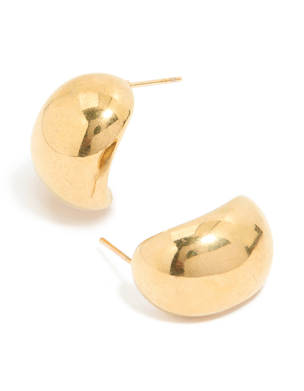 Waterproof Gold Plated Stainless Steel Bubble Round Hoop Earrings