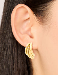 Waterproof Gold Plated Stainless Steel Triple Row Hoop Earrings - link has visual effect only