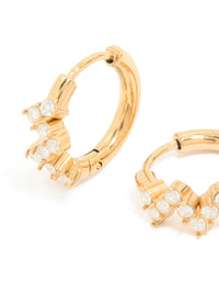 Waterproof Gold Plated Stainless Steel Cubic Zirconia Zig Zag Huggie Earrings - link has visual effect only