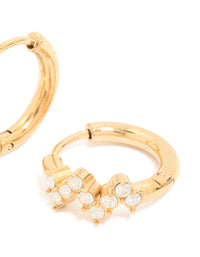 Waterproof Gold Plated Stainless Steel Cubic Zirconia Zig Zag Huggie Earrings - link has visual effect only