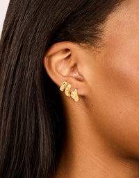 Waterproof Gold Plated Stainless Steel Chunky Huggie Earrings 3-Pack - link has visual effect only