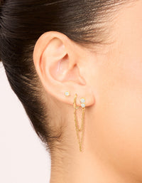 Waterproof Gold Plated Stainless Steel Cubic Zirconia Ear Stacking Pack - link has visual effect only