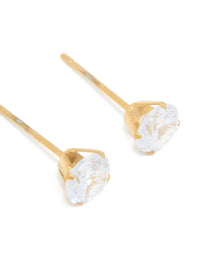 Waterproof Gold Plated Stainless Steel Cubic Zirconia Hoop & Stud Earrings 3-Pack - link has visual effect only