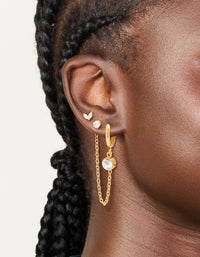 Waterproof Gold Plated Stainless Steel Cubic Zirconia Mixed Earrings 2-Pack - link has visual effect only