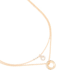 Gold Diamante Circle Pendant Layered Necklace - link has visual effect only