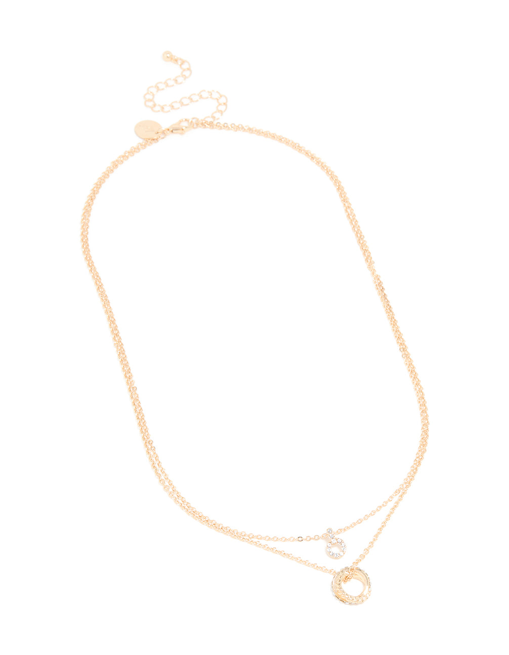 Gold Diamante Circle Pendant Layered Necklace