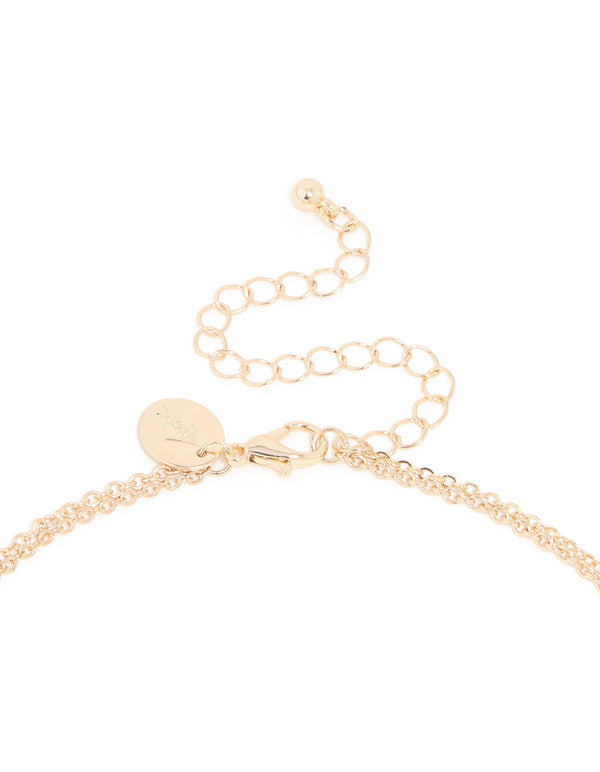 Gold Diamante Circle Pendant Layered Necklace