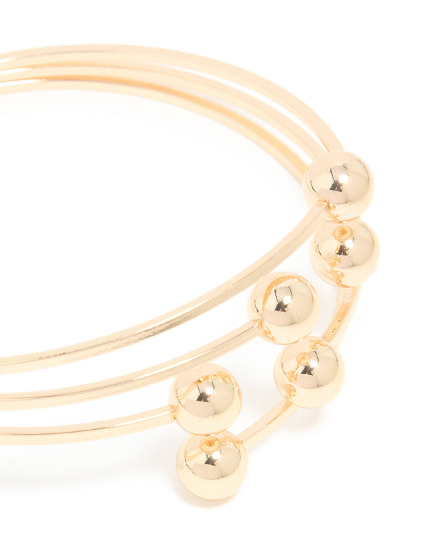 Gold Ball Layered Bangle