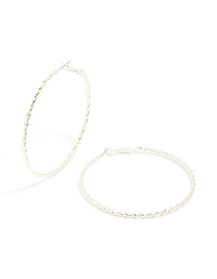 Silver Twisted Thin Hoop Earrings - link has visual effect only