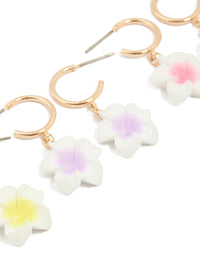 Gold Frangipani Huggie Earrings 3-Pack - link has visual effect only