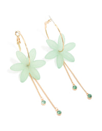 Gold Diamante Blue Flower Chain Drop Earrings - link has visual effect only