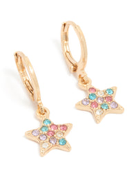 Gold Diamante Star Huggie Earrings - link has visual effect only