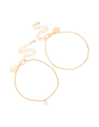 Gold Chain & Molten Disc Charm Bracelets 2-Pack - link has visual effect only