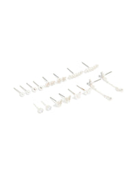 Silver Diamante Butterfly Chain & Ball Stud Earrings 8-Pack - link has visual effect only