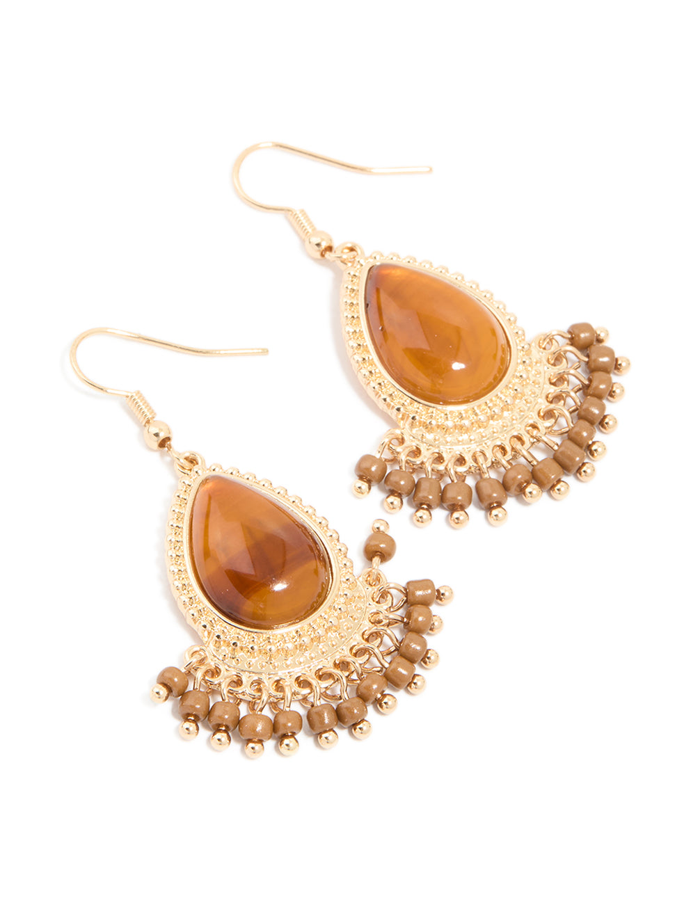 Gold Acrylic Teardrop Earrings