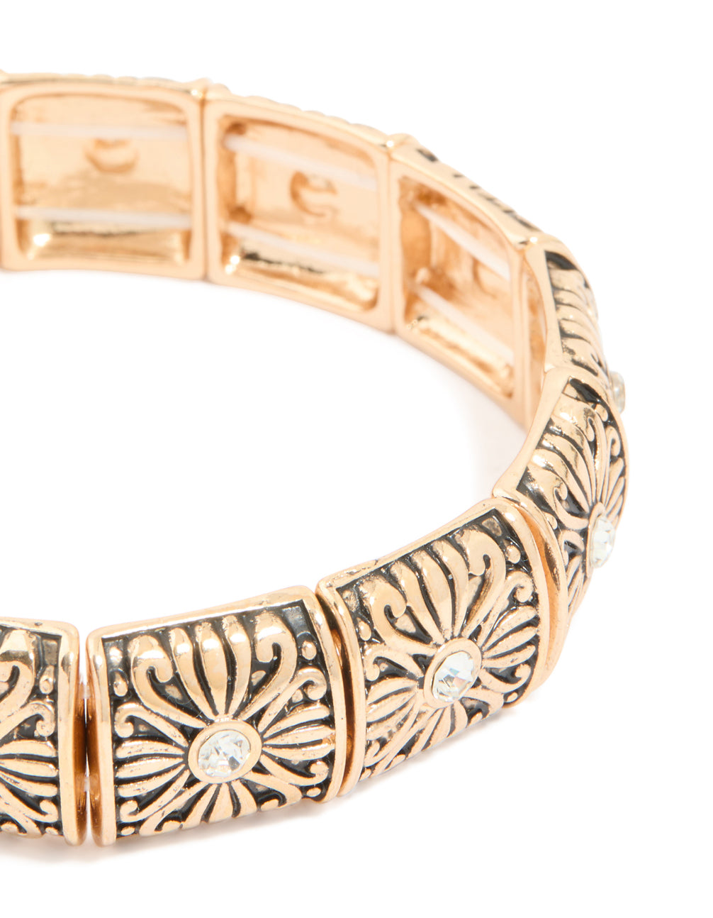 Antique Gold Diamante Boho Stretch Bracelet
