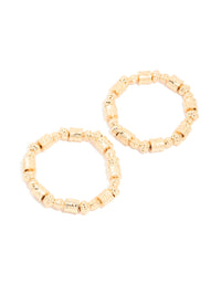 Gold Bead Mixed Shapes Stretch Bracelets 2-Pack - link has visual effect only
