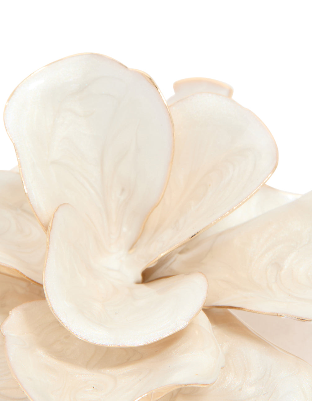 Gold White Enamel Flower Brooch