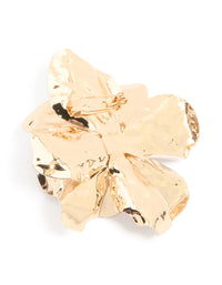 Gold White Enamel Flower Brooch - link has visual effect only