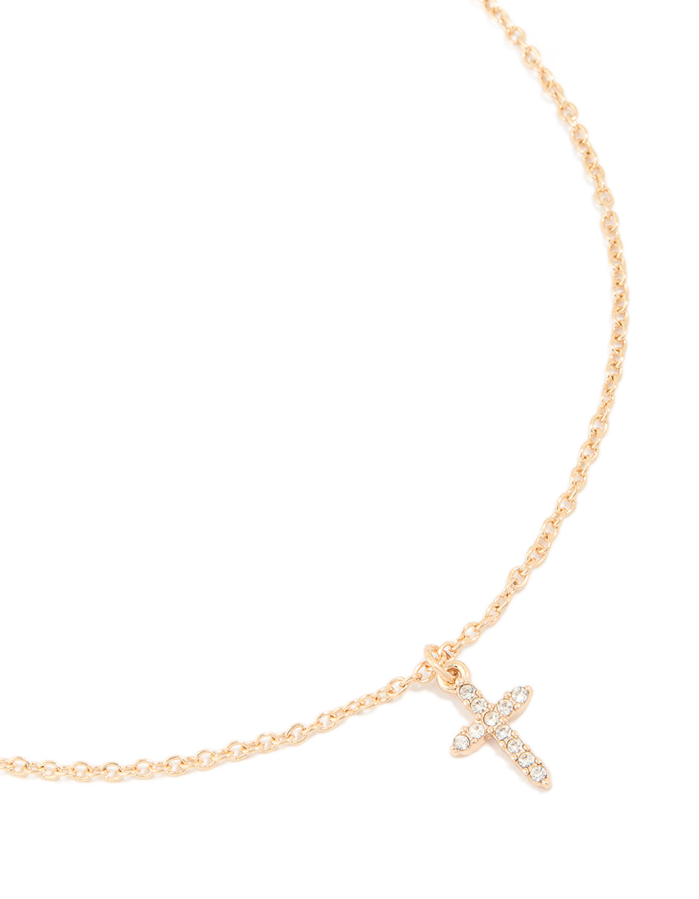 Gold Diamante Cross Dainty Necklace