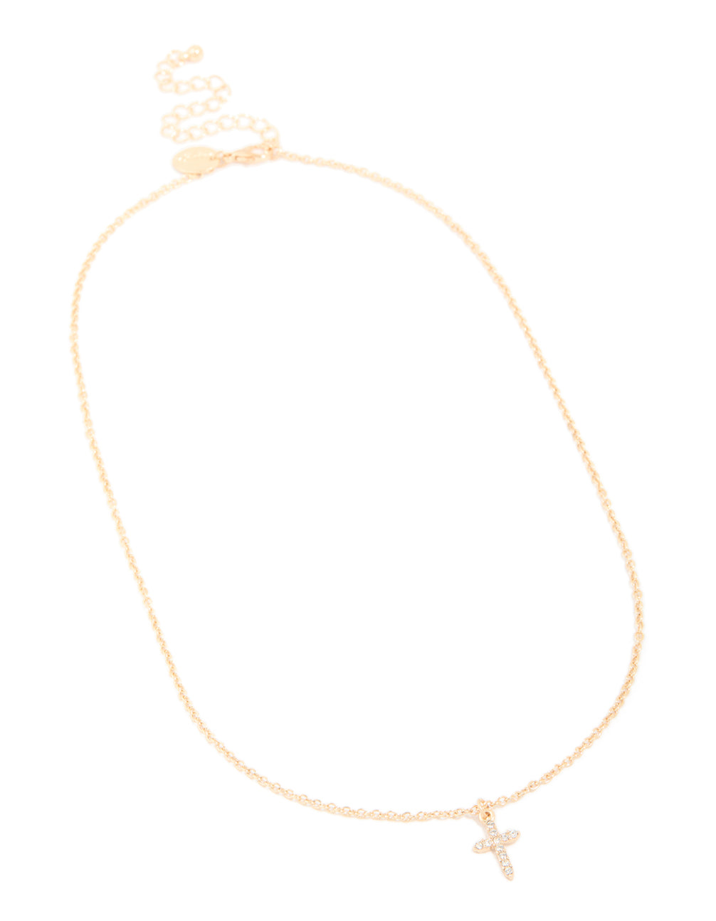 Gold Diamante Cross Dainty Necklace