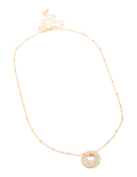Gold Diamante Round Pavé Pendant Necklace - link has visual effect only