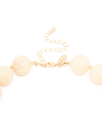 Gold Neutral Marble Beaded Necklace - link has visual effect only