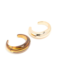 Brown Acrylic & Gold Wrist Cuffs 2-Pack - link has visual effect only