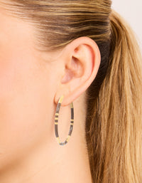 Waterproof Gold Plated Stainless Steel Brown Enamel Hoop Earrings - link has visual effect only