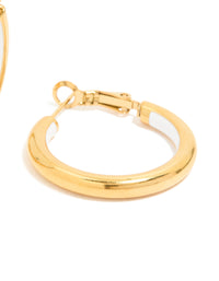 Waterproof Gold Plated Stainless Steel Half White Enamel Hoop Earrings - link has visual effect only