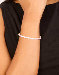 Waterproof Gold Plated Stainless Steel Bamboo Pink Enamel Bangle - link has visual effect only