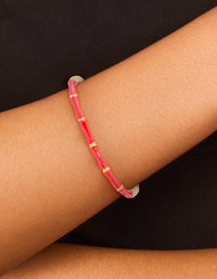 Waterproof Gold Plated Stainless Steel Red Bamboo Bangle - link has visual effect only