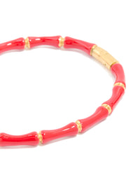 Waterproof Gold Plated Stainless Steel Red Bamboo Bangle - link has visual effect only