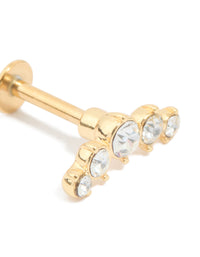 Gold Plated Titanium Cubic Zirconia Circle Crawler Single Flat Back Stud - link has visual effect only