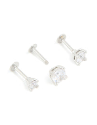 Titanium Cubic Zirconia Flat Back Studs 3-Pack - link has visual effect only