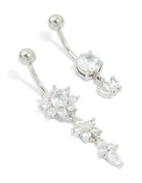 Surgical Steel Cubic Zirconia Flower Power Belly Bars - link has visual effect only