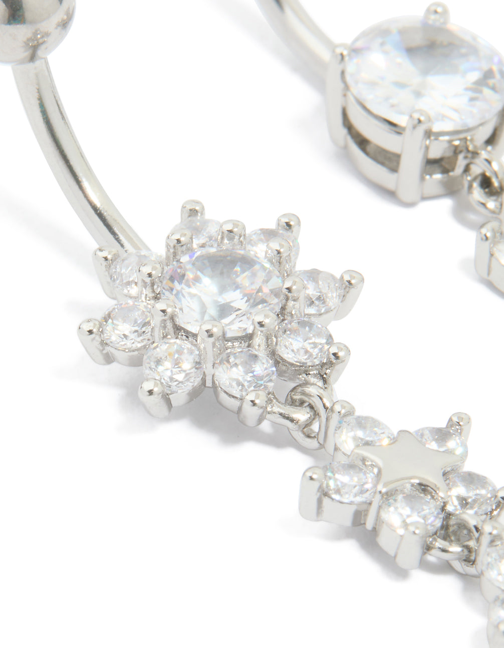 Surgical Steel Cubic Zirconia Flower Power Belly Bars