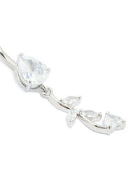 Surgical Steel Cubic Zirconia Leaf Drop Belly Bar - link has visual effect only