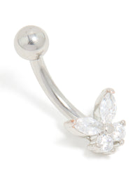Surgical Steel Cubic Zirconia Single Butterfly Belly Bar - link has visual effect only