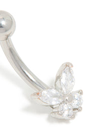 Surgical Steel Cubic Zirconia Single Butterfly Belly Bar - link has visual effect only
