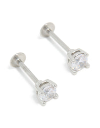 Surgical Steel 4mm Cubic Zirconia Flat Back Studs - link has visual effect only