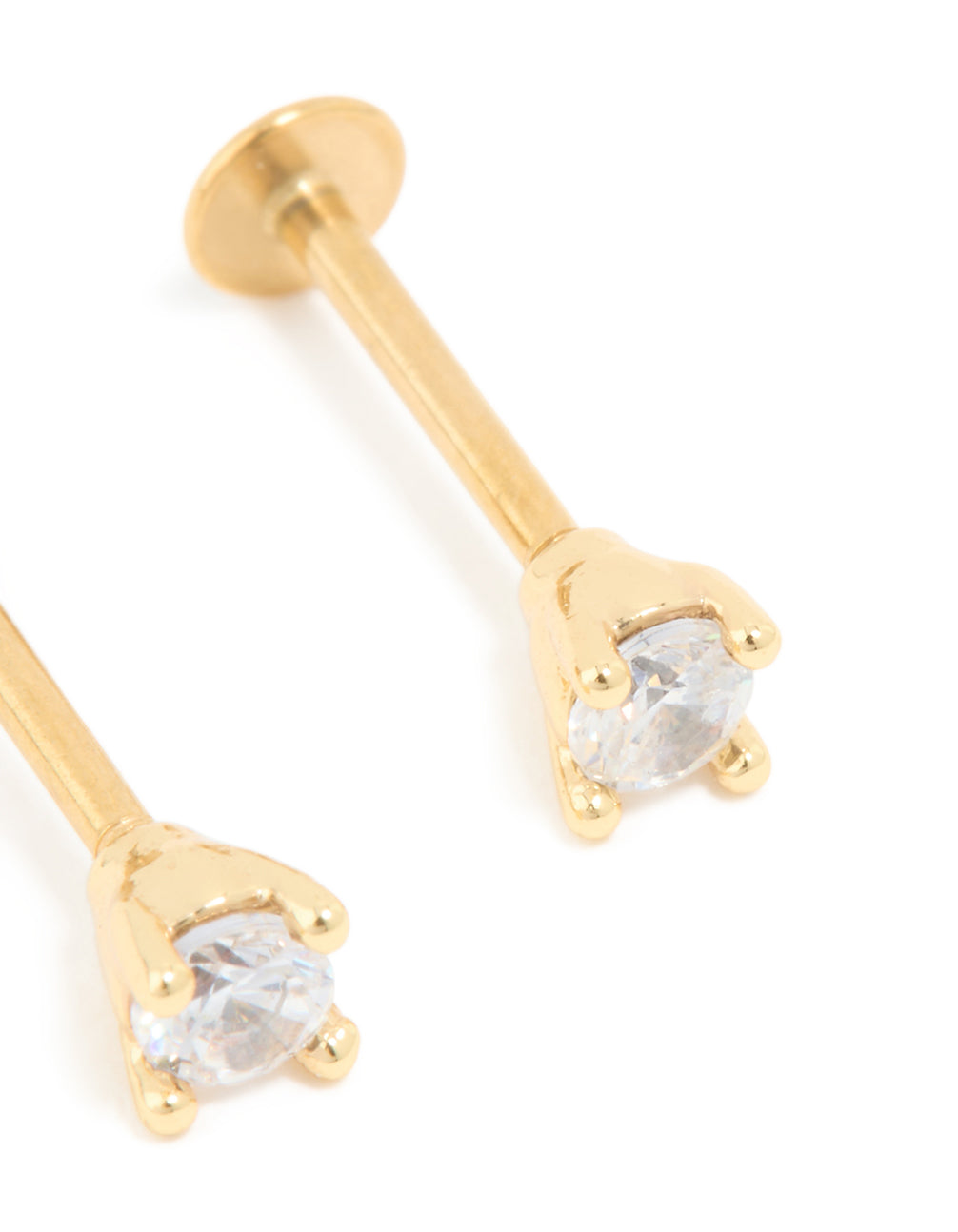 Gold Plated Surgical Steel Cubic Zirconia Flat Back Studs 3 MM