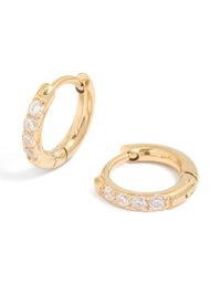 Kids Gold Plated Surgical Steel Cubic Zirconia Pave Sleeper Earrings - link has visual effect only