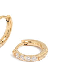 Kids Gold Plated Surgical Steel Cubic Zirconia Pave Sleeper Earrings - link has visual effect only