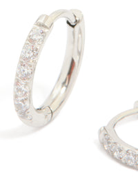 Surgical Steel 10 MM Cubic Zirconia Classic Sleeper Earrings - link has visual effect only