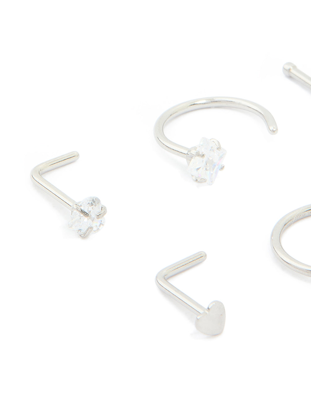 Surgical Steel Cubic Zirconia Mixed Nose Studs & Rings 6-Pack