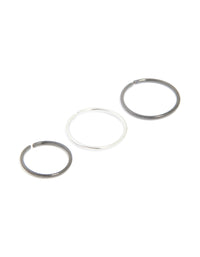 Surgical Steel & Black Coated Surgical Steel Nose Rings 3-Pack - link has visual effect only