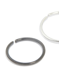 Surgical Steel & Black Coated Surgical Steel Nose Rings 3-Pack - link has visual effect only
