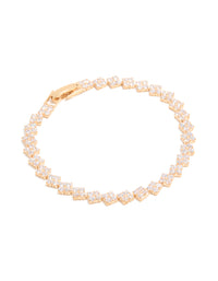 Gold Cubic Zirconia Rectangular Tennis Bracelet - link has visual effect only