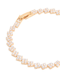 Gold Cubic Zirconia Rectangular Tennis Bracelet - link has visual effect only